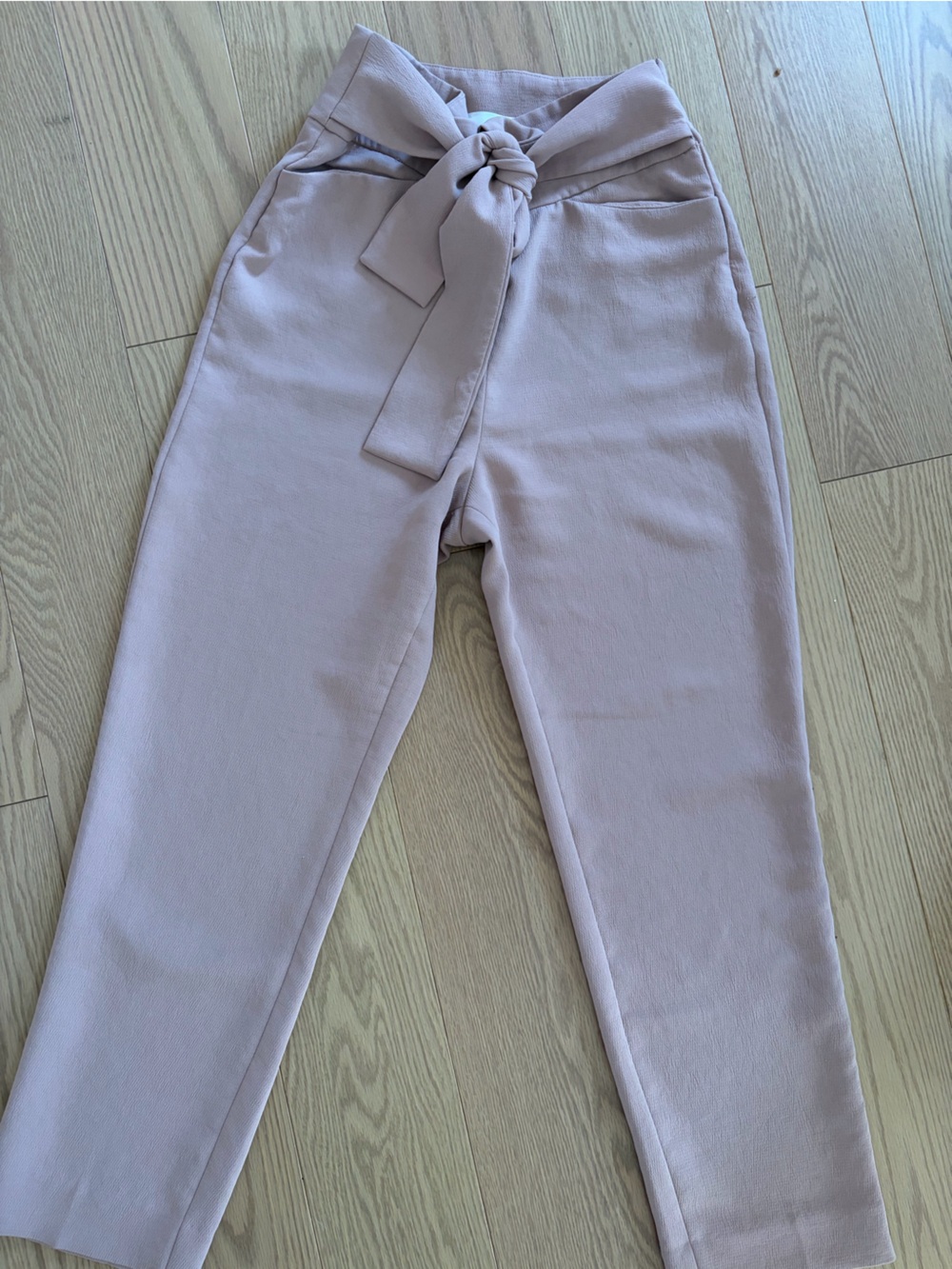Wilfred Light Mauve High-Waist Wide Leg Pants with Tie Belt